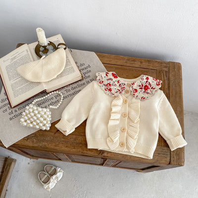 Abrigo Tejido para Niña con Cuello en V y Volantes - Primavera - Image 13