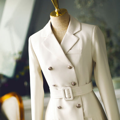 Traje Ejecutivo Mujer Doble Botonadura Falda Plisada Elegante - Image 12