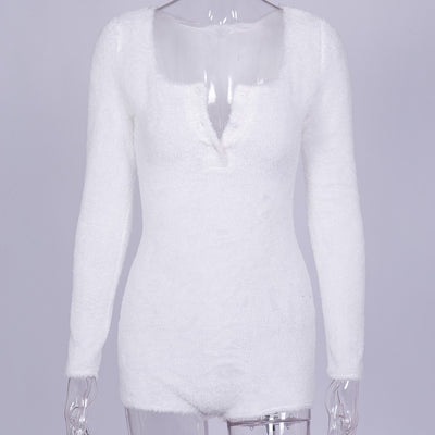Jumpsuit Monopeza de Color Sólido con Base Terciopelo para Mujer - Image 6