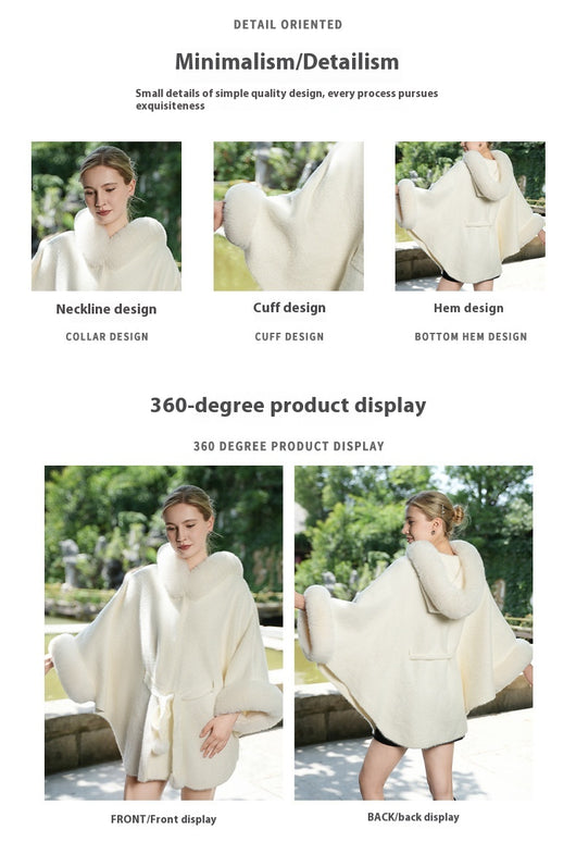 Abrigo Capa Talla Grande con Cuello de Peluche Versátil - Image 6