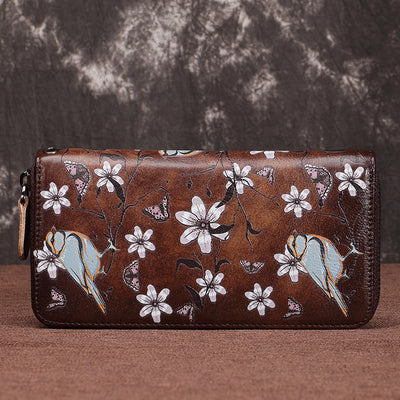 Billetera de Cuero Genuino Vintage con Cierre de Cremallera para Mujer - Image 19