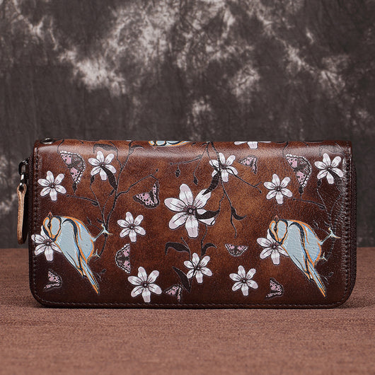 Billetera de Cuero Genuino Vintage con Cierre de Cremallera para Mujer - Image 19