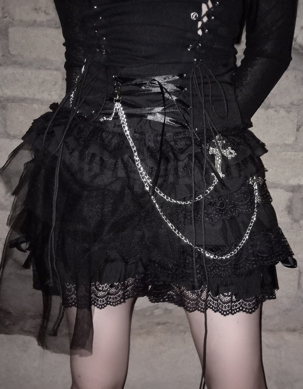 Pantalón Falda con Encaje de Cadena Versátil