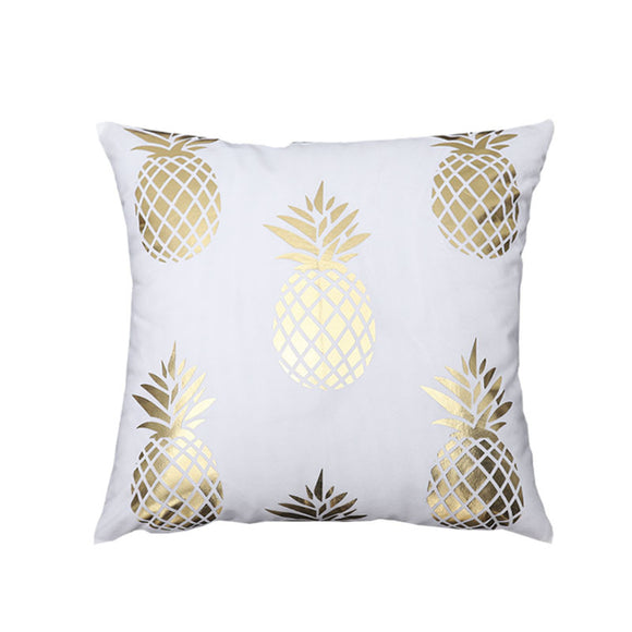 Funda de Almohada Piña Dorada Geométrica - Diseño Minimalista Moderno