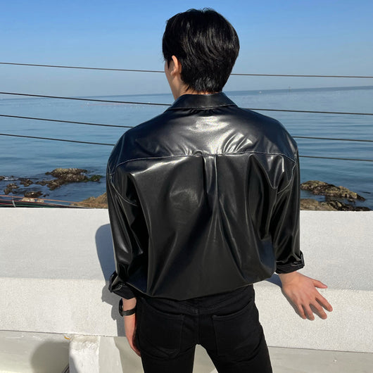 Chaqueta de Cuero Estilo Hong Kong con Camisa Manga Larga Japonesa - Image 9