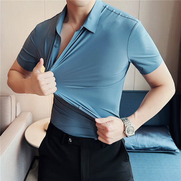 Camisa Manga Corta Ice Silk Sin Costuras para Hombre