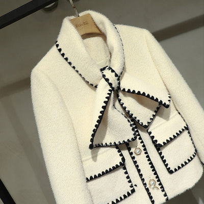 Chaqueta de Terciopelo Visón Estilo Western con Solapa y Moño - Image 8
