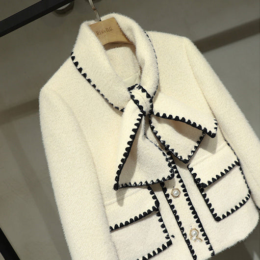 Chaqueta de Terciopelo Visón Estilo Western con Solapa y Moño - Image 8