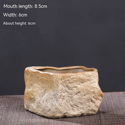 Maceta de Cerámica Rústica para Suculentas - Diseño Piedra Natural - Image 16