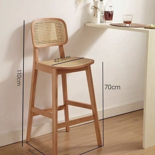 Taburete de Bar Ovalado en Ratán Tejido con Madera de Hule Maciza - Image 13