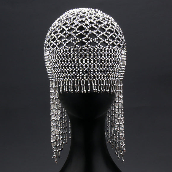 Tocado Danza Vientre Artesanal con Cuentas y Adornos para Cabello
