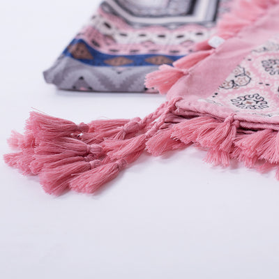 Pañuelo Cuadrado Étnico con Flecos y Tejido Jacquard - Image 5