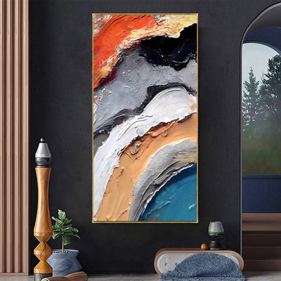 Cuadro Abstracto Moderno 3D con Textura al Óleo - Decoración de Pared Grande para Sala de Estar