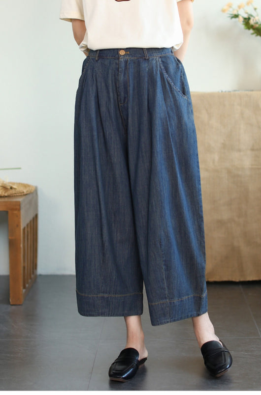 Pantalón Cropped Ancho de Tencel y Algodón para Tallas Grandes - Image 23