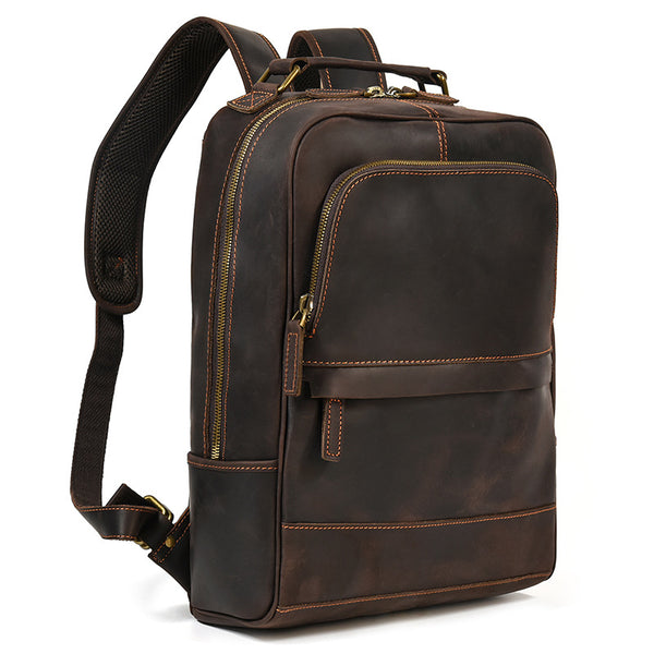 Mochila de Cuero Genuino Retro para Hombre - Gran Capacidad de Viaje