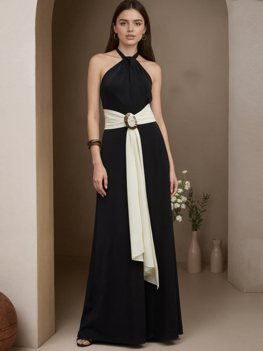 Jumpsuit Halter Colorblock para Mujer - Diseño Francés Elegante - Image 6