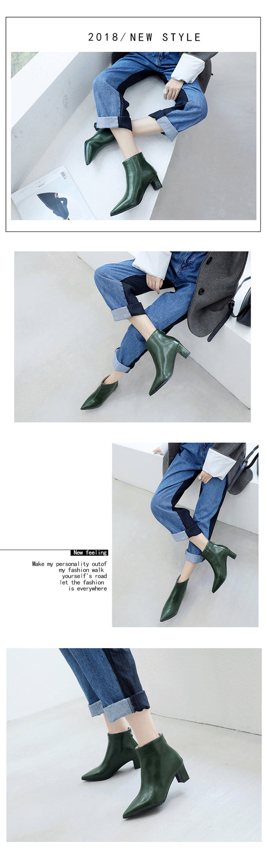 Botas Cortas de Cuero para Mujer con Tacón Grueso - Image 25