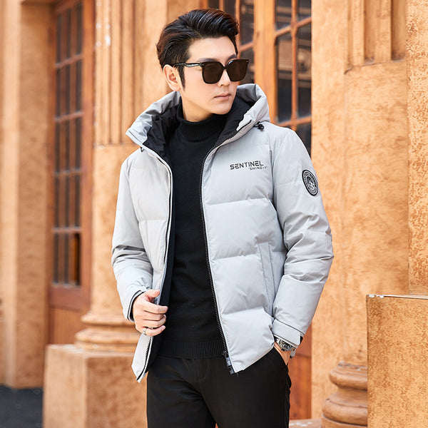 Chaqueta Acolchada con Capucha para Hombre en Plumón Blanco