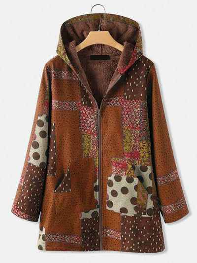 Abrigo Hoodie con Cierre Estampado para Mujer - Image 8