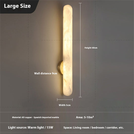 Lámpara de Pared Minimalista para Dormitorio con Mármol y Cobre - Image 2