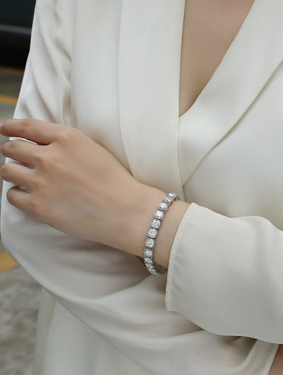 Pulsera de Plata Gravitacional - Lujo Accesible con Moissanita Premium y Baño de Platino - Image 5