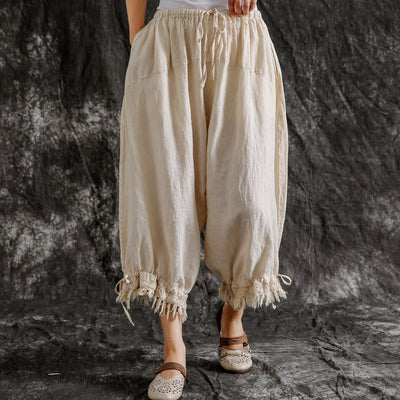 Pantalones Casuales de Algodón y Lino Sueltos Tipo Linterna para Verano - Image 6