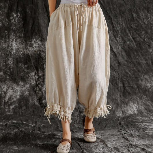 Pantalones Casuales de Algodón y Lino Sueltos Tipo Linterna para Verano - Image 6