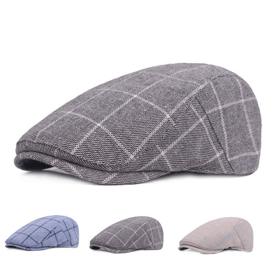 Gorra de Cuadros Estilo College en Algodón para Hombre