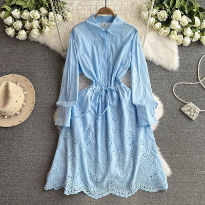 Vestido Midi Ajustado con Mangas Farol - Efecto Silueta Esbelta