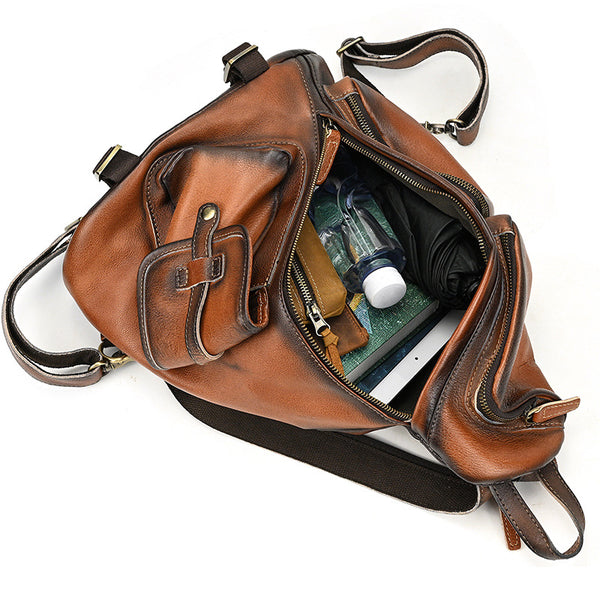 Bolso Vintage de Cuero Curtido al Natural - Gran Capacidad