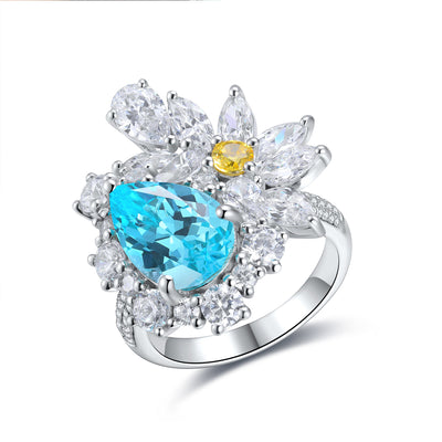 Anillo de Bodas Paraiba con Diamantes para Mujer - Image 4