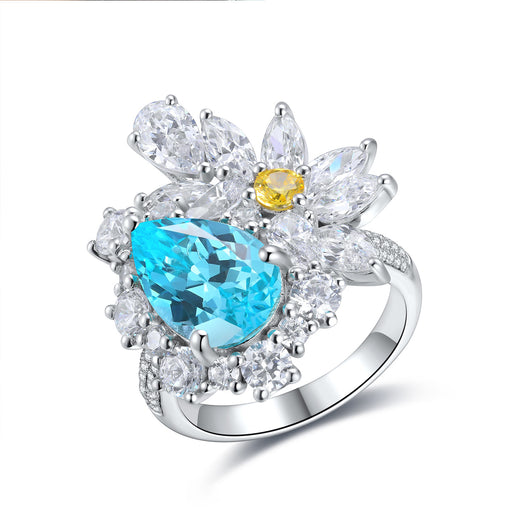 Anillo de Bodas Paraiba con Diamantes para Mujer - Image 4