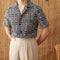 Camisa Casual Cuello Cubano con Bordado Vintage de Algodón