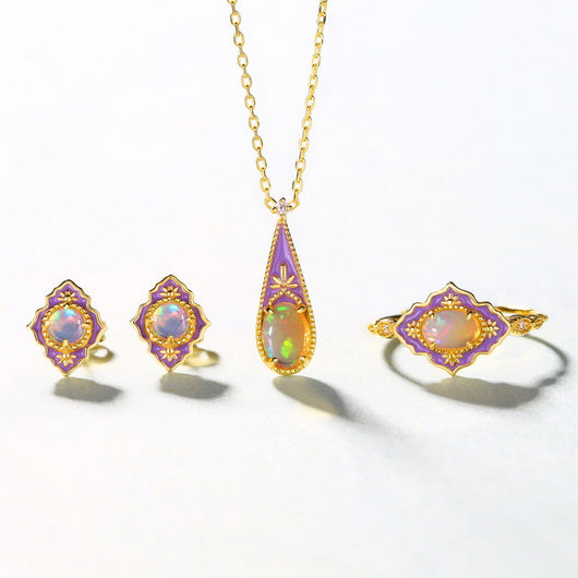 Aretes Ópalo Degradado con Esmalte Brillante - Image 9