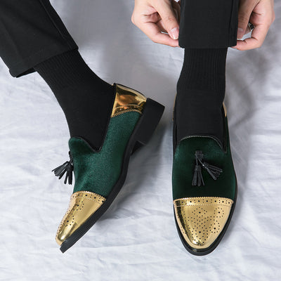 Zapatos de Cuero Puntiagos Dorados para Hombre - Estilo Coreano Británico - Image 2