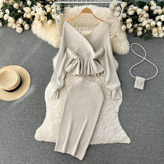 Conjunto Falda Suéter Escotado con Volantes - Image 16