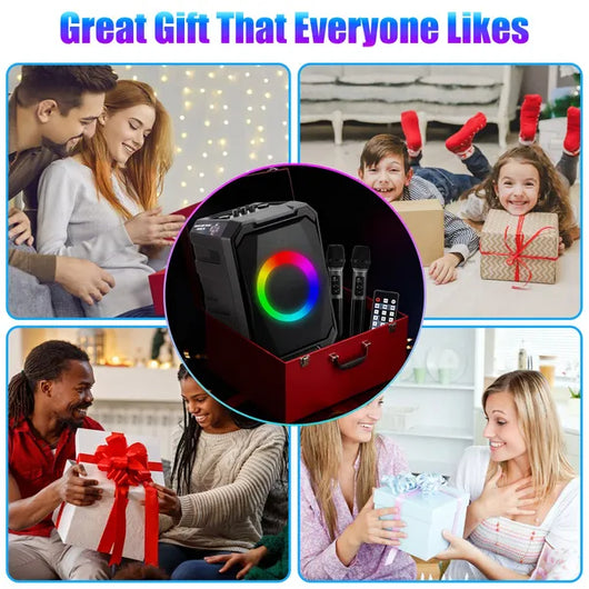 Parlante Portátil Inalámbrico para Fiestas con Luces LED, 2 Micrófonos y Control Remoto - Image 18