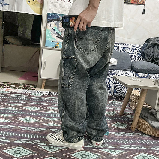 Jeans Rectos Sueltos Hip Hop Cintura Baja Desgastados Casual - Image 7
