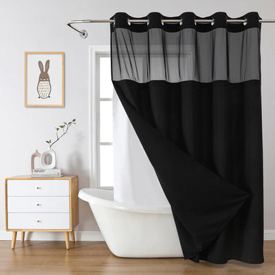 Cortina de Baño Doble Capa con Hebilla Grande - Diseño Liso y Moderno - Image 6
