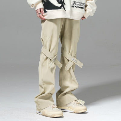 Pantalones Acampanados de Cuero PU con Botones y Lazo para Mujer - Image 8