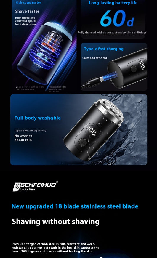 Afeitadora Eléctrica Portátil Recargable - Image 9