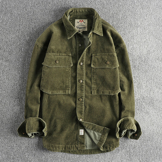 Camisa de Pana Gruesa Lavada con Manga Larga para Invierno - Image 2