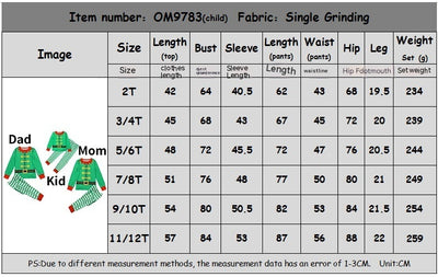 Three matching green elf-themed pajama sets for Dad, Mom, and Kid, featuring striped pants and long-sleeved tops. - Image 10