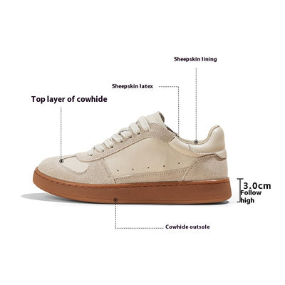 Zapatillas Blancas de Cuero Retro Transpirables Estilo Preppy Casual - Image 3