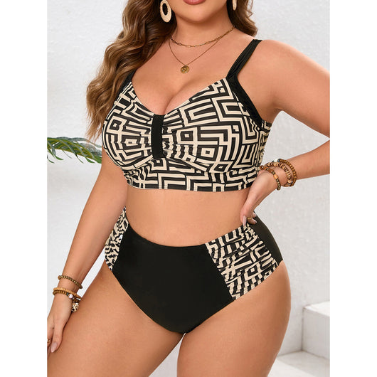 Bikini Cintura Alta con Diseño Cuadriculado - Traje de Baño Fashion - Image 4