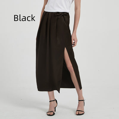 Falda Plisada con Abertura Cintura Alta en Acetato Satinado - Diseño Fluido para Verano - Image 5