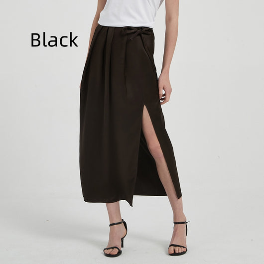 Falda Plisada con Abertura Cintura Alta en Acetato Satinado - Diseño Fluido para Verano - Image 5