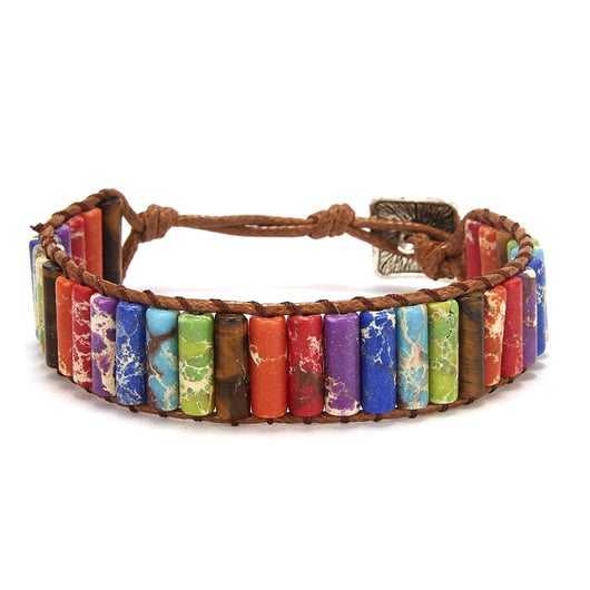 Pulsera de Cuero Tejida a Mano con Piedra Imperial Coloreada - Image 13