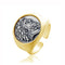 Sterling Plateado Zeus Coin Personality All-Match Ring Yellow Dorado Male Tamaño Adjustable Opening
