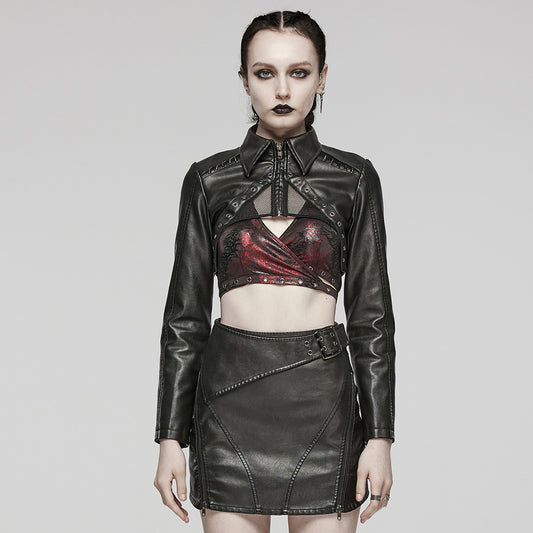 Chaqueta de Cuero Corta para Mujer - Estilo Sofisticado y Moderno